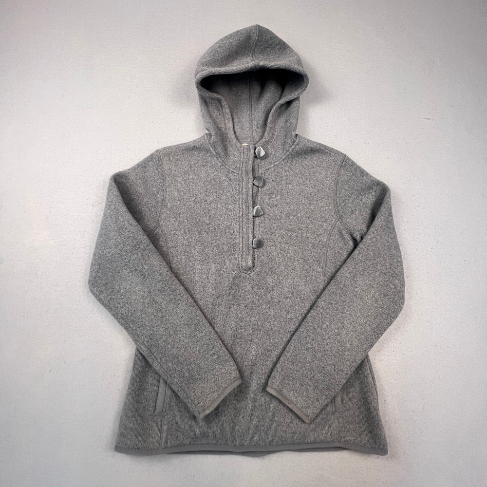 Gander Mountain Sweater Fleece Hoodie Womens Large Gray Toggle Button Pullover